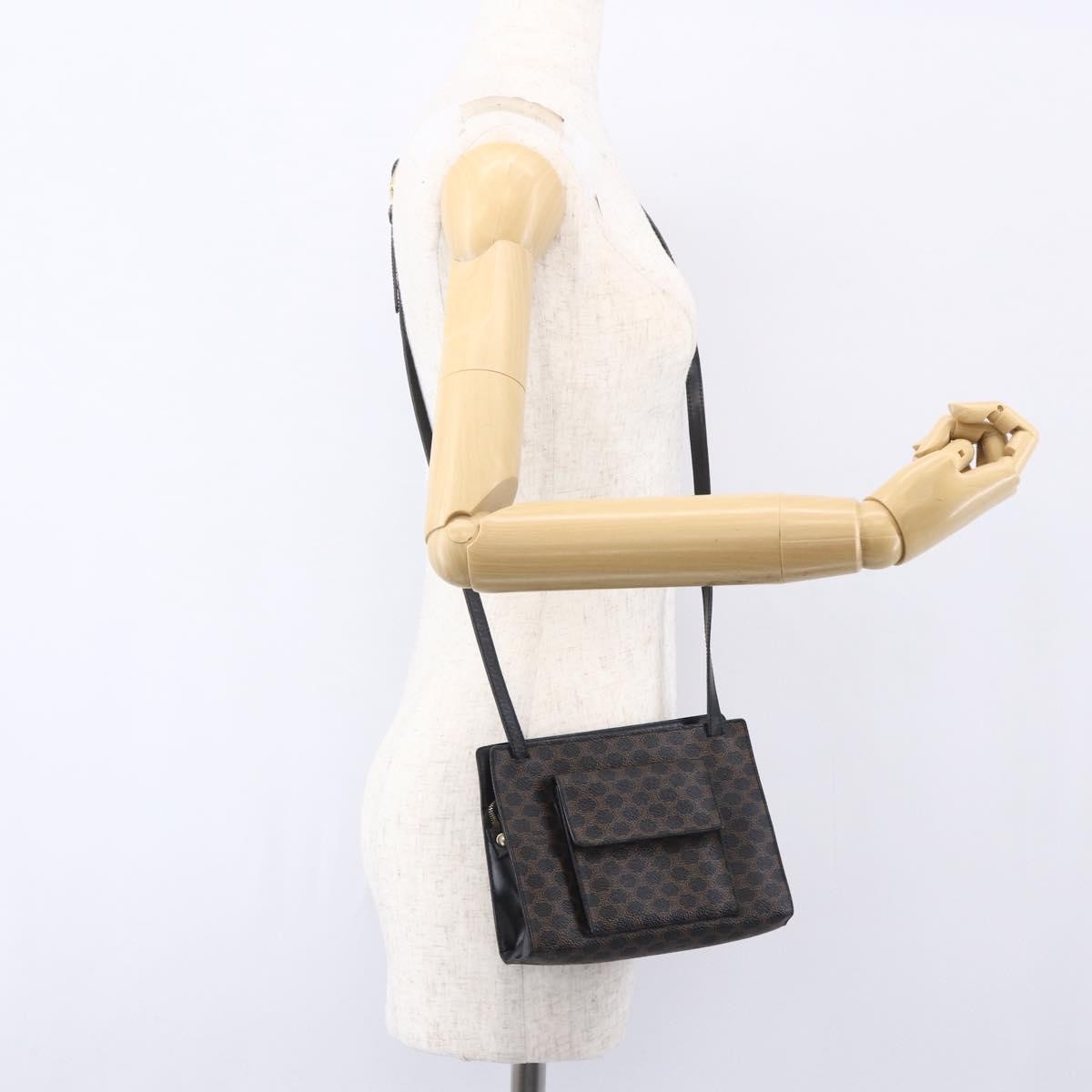 Celine Vintage Macadam Shoulder Bag Canvas Black Canvas Shoulder Bag Bag