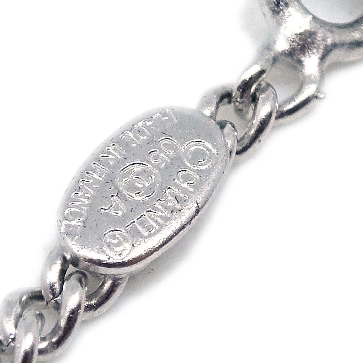 Chanel Cc Logo Pendant Necklace Metal Silver Silver_Plated Necklace Jewelry