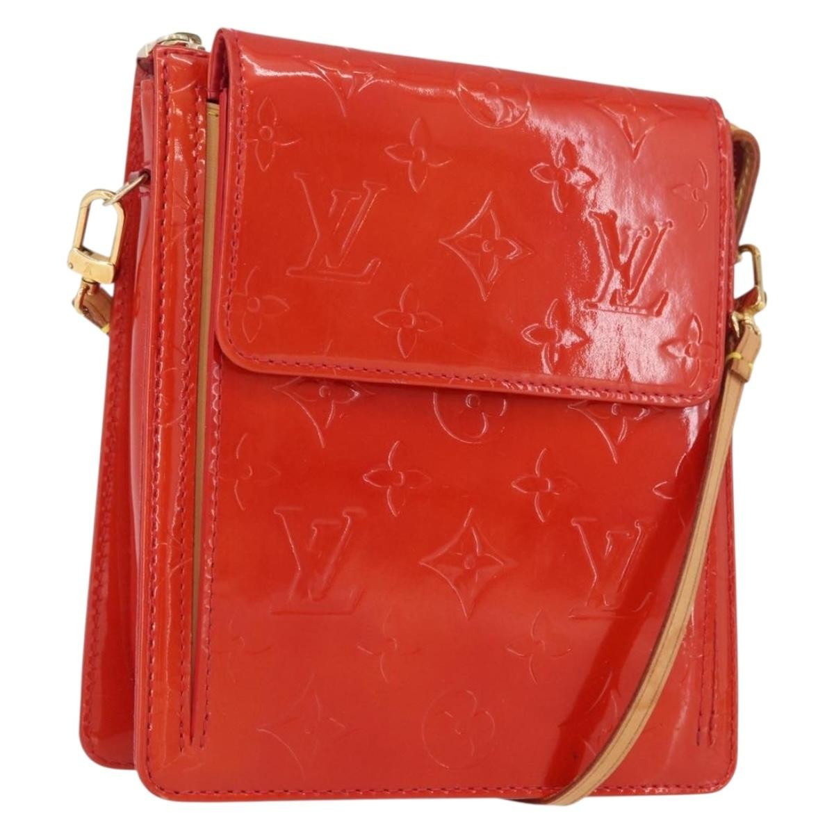 Louis Vuitton Mott Handbag Monogram Vernis Red Patent_Leather Clutche & Pouche Bag