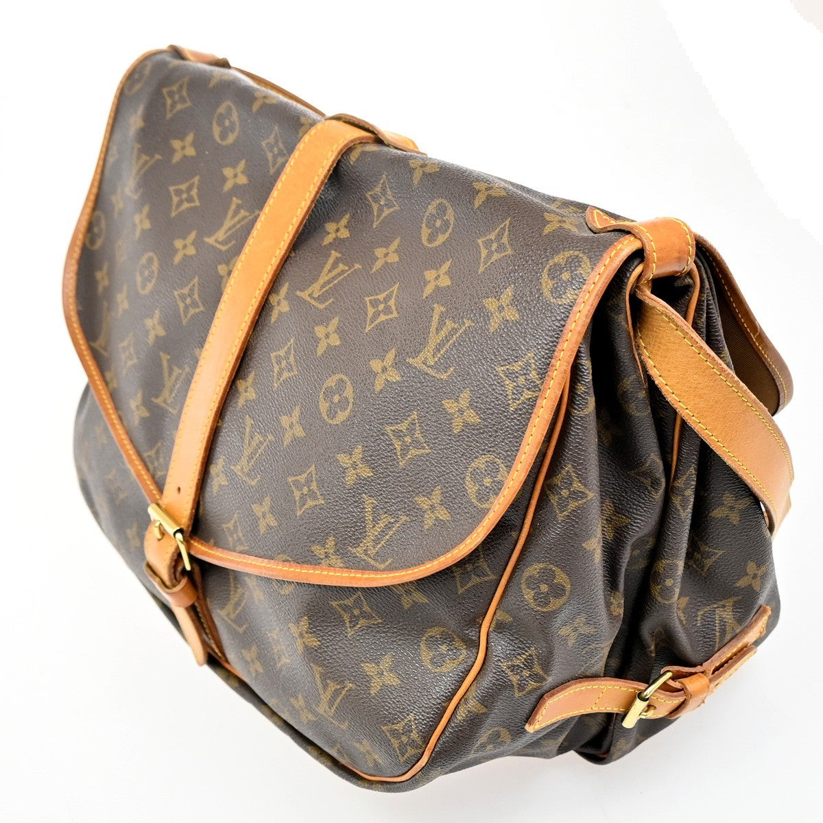 Louis Vuitton Saumur Handbag Monogram Canvas Brown Canvas Shoulder Bag