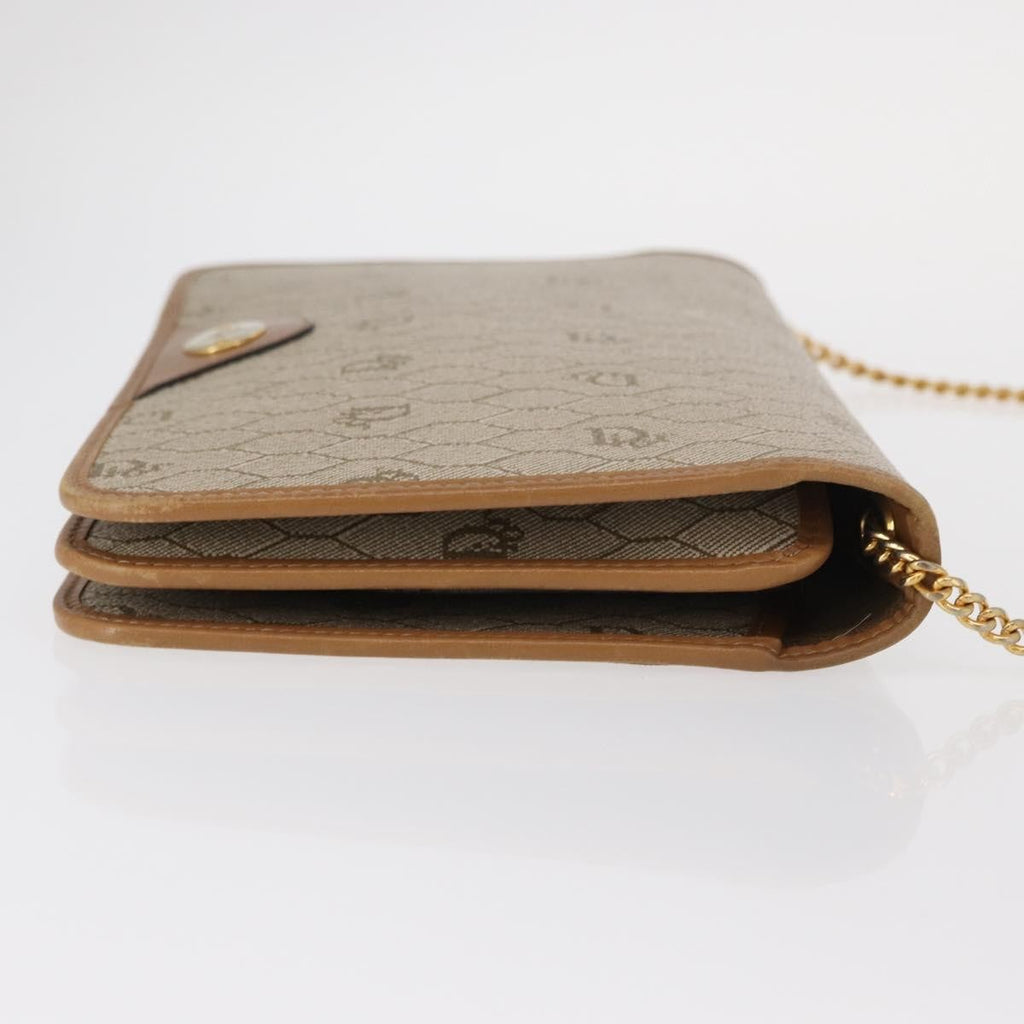 Christian Dior Vintage Honeycomb Chain Canvas Beige Canvas Shoulder Bag Bag (Pre-Owned)