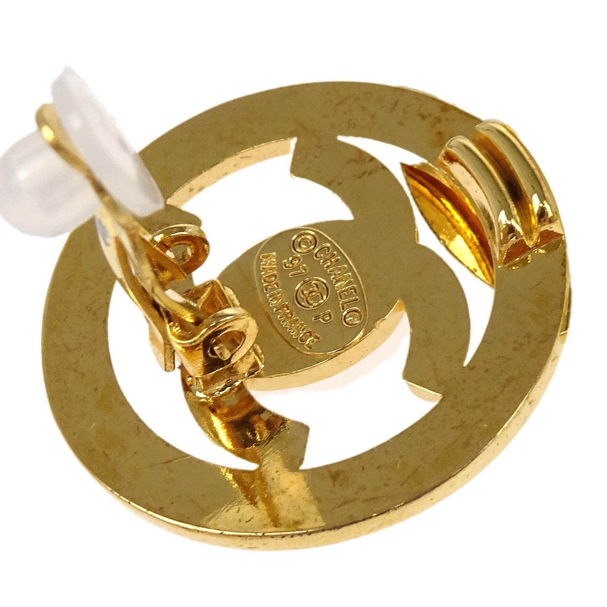 Chanel Cc Round Earrings Metal Gold Gold_Plated Earrings Jewelry