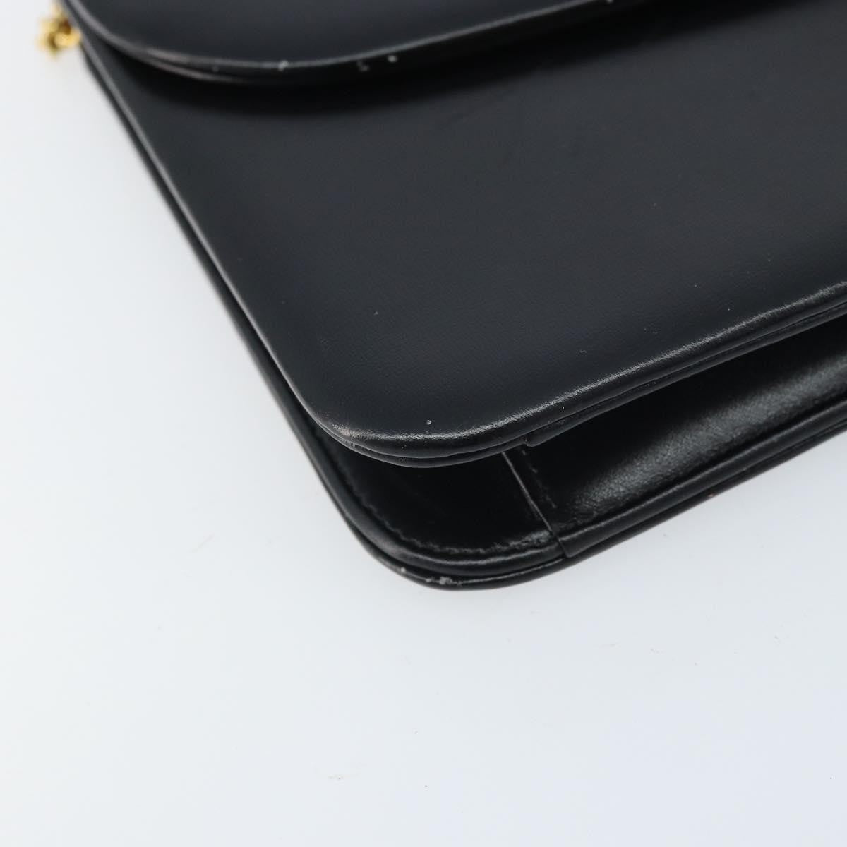 Christian Dior Vintage Cd Chain Flap Shoulder Bag Leather Black Leather Shoulder Bag Bag (Pre-Owned)