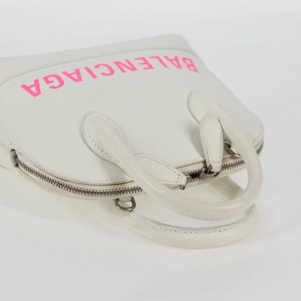 Balenciaga Logo Ville Bag Leather White Leather Hand