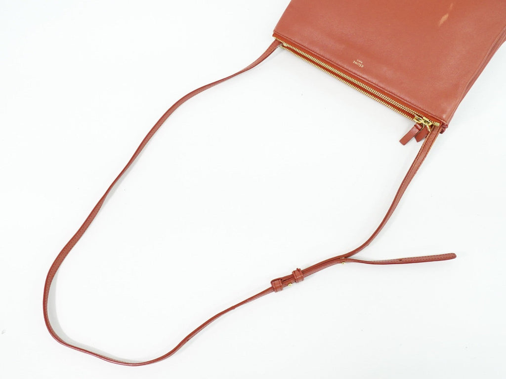 Celine Trio Crossbody Bag Leather Red Leather Shoulder Bag Bag