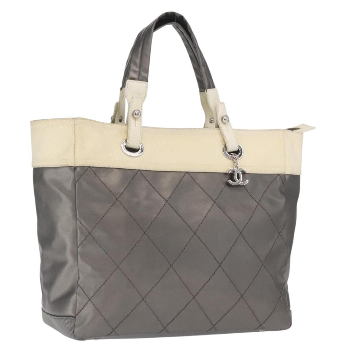 Chanel Biarritz Tote Nylon Silver Nylon Tote Bag Bag