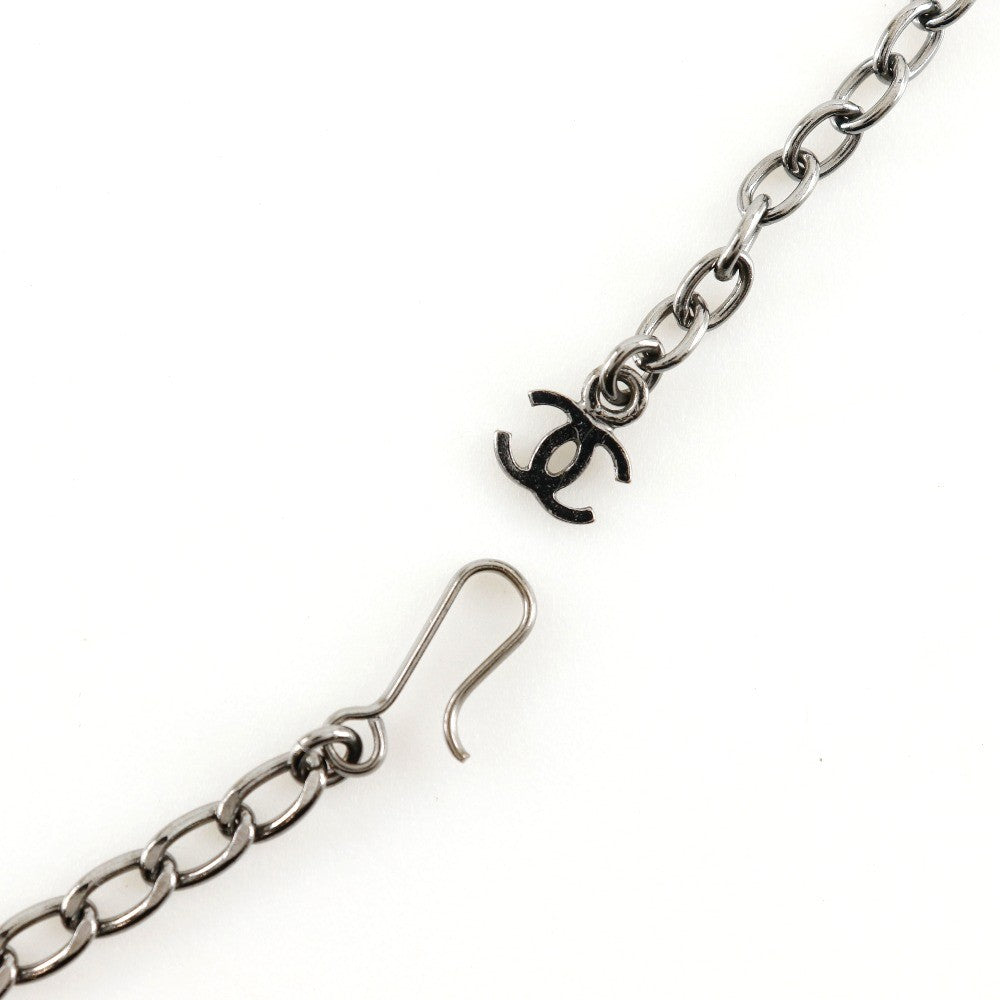 Chanel Cc Pendant Necklace Metal With Crystals Silver Metal Necklace Jewelry