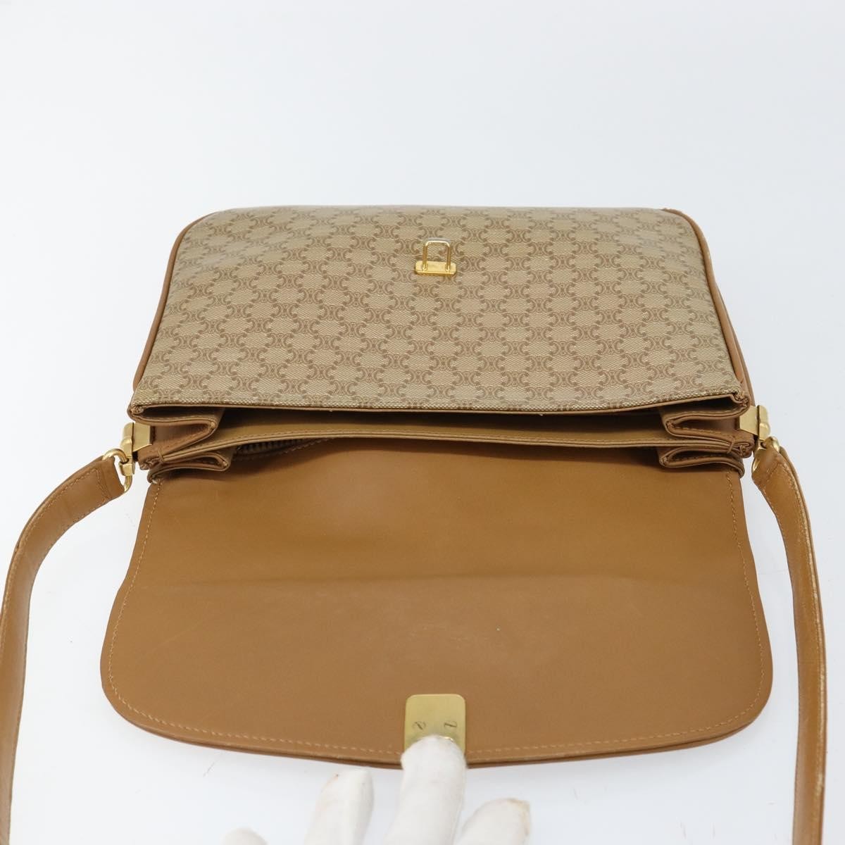 Celine Macadam Shoulder Bag Canvas Beige Canvas Shoulder Bag Bag