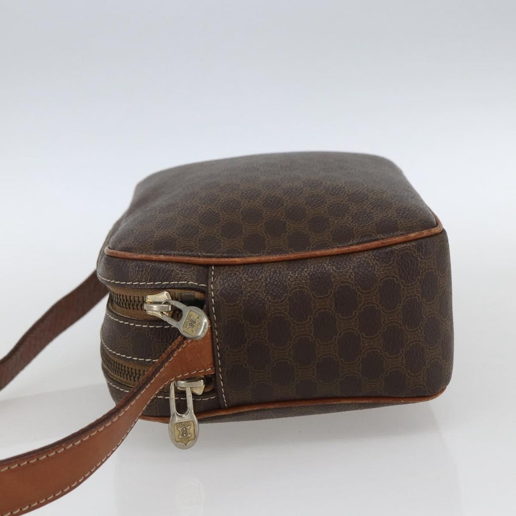 Celine Vintage Macadam Shoulder Bag Canvas Brown Canvas Shoulder Bag Bag