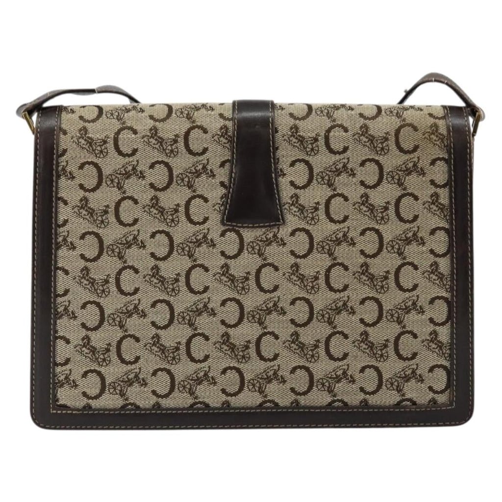 Celine C Sulky Shoulder Bag Canvas And Leather Brown Canvas Shoulder Bag Bag