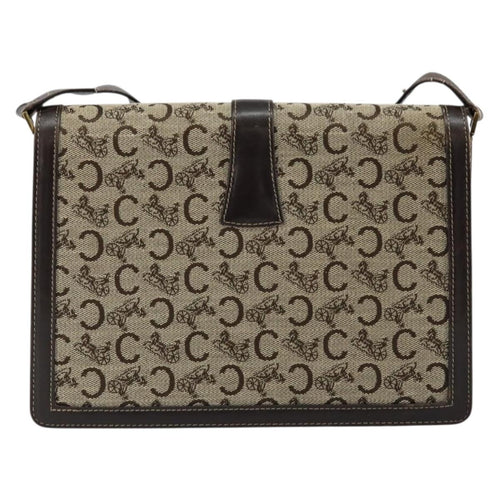 Celine C Sulky Shoulder Bag Canvas And Leather Brown Canvas Shoulder Bag Bag