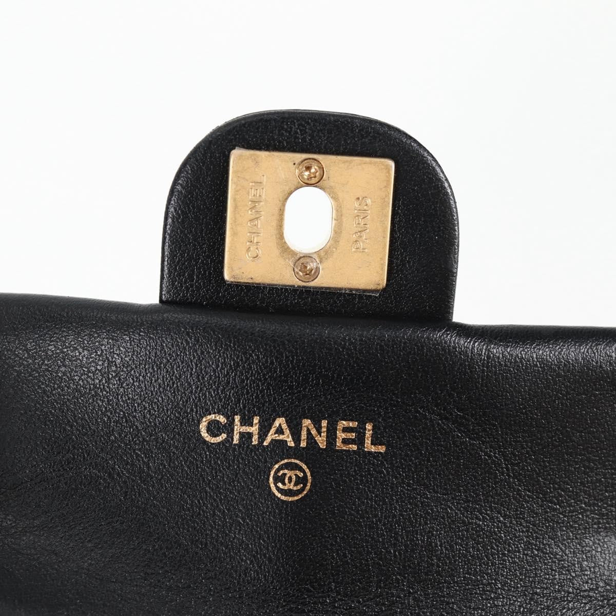 Chanel Lady Handle Flap Card Holder On Chain Quilted Calfskin Black Leather Bag