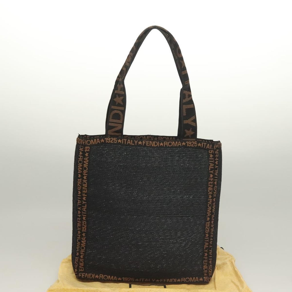 Fendi Zucca Tote Bag Straw Black Wood Tote Bag Bag