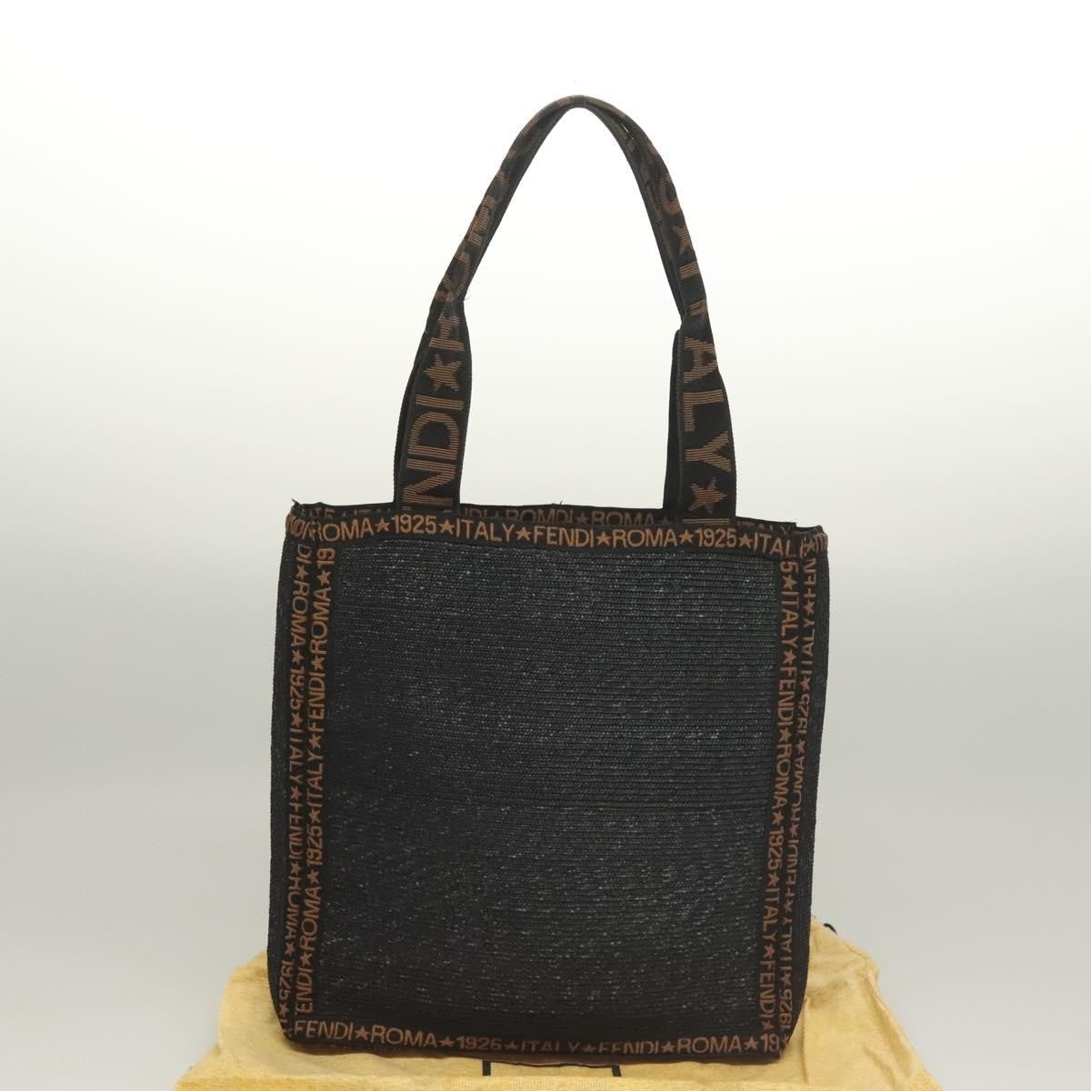 Fendi Zucca Tote Bag Straw Black Wood Tote Bag Bag