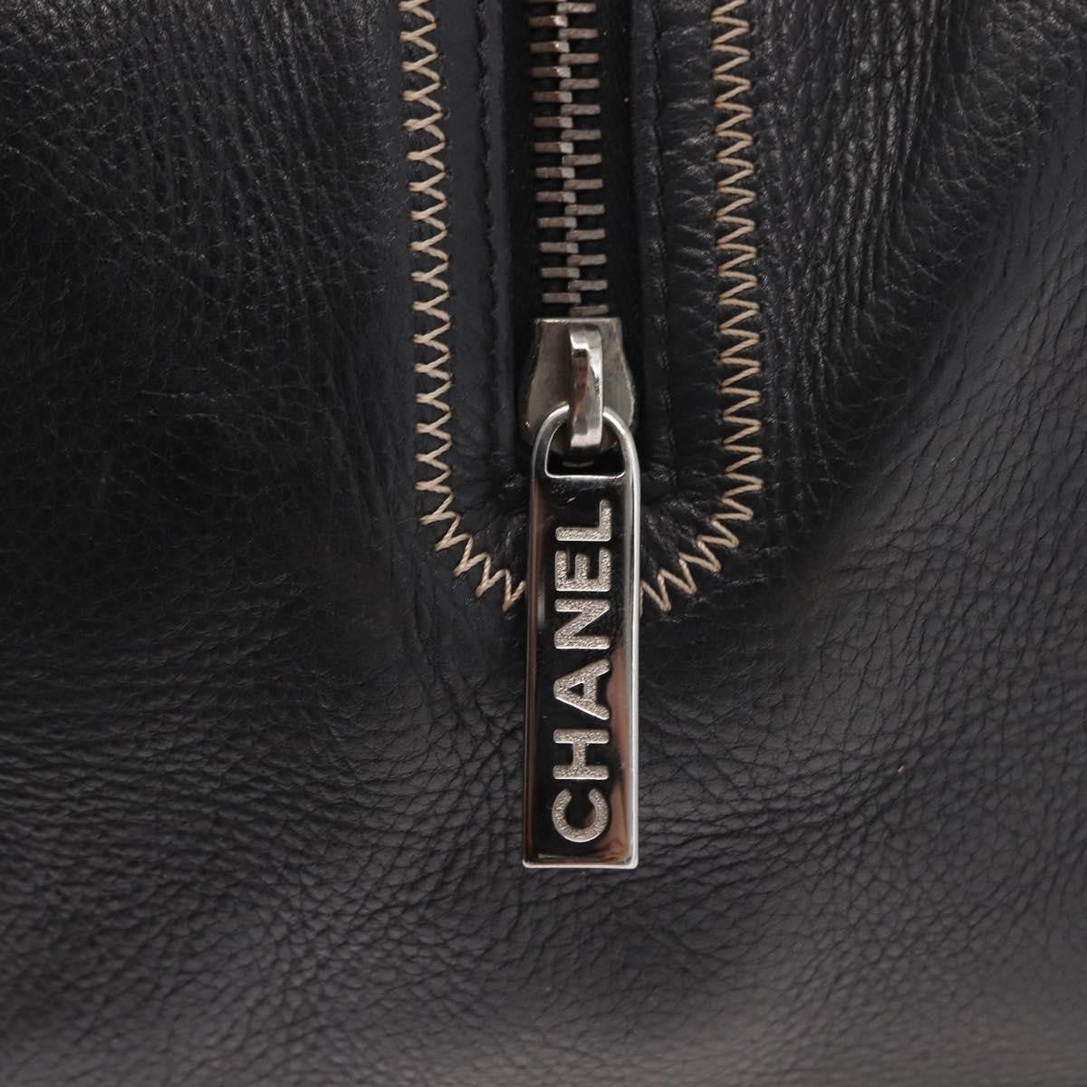 Chanel Cc Bowler Quilted Caviar Black Leather Handbag