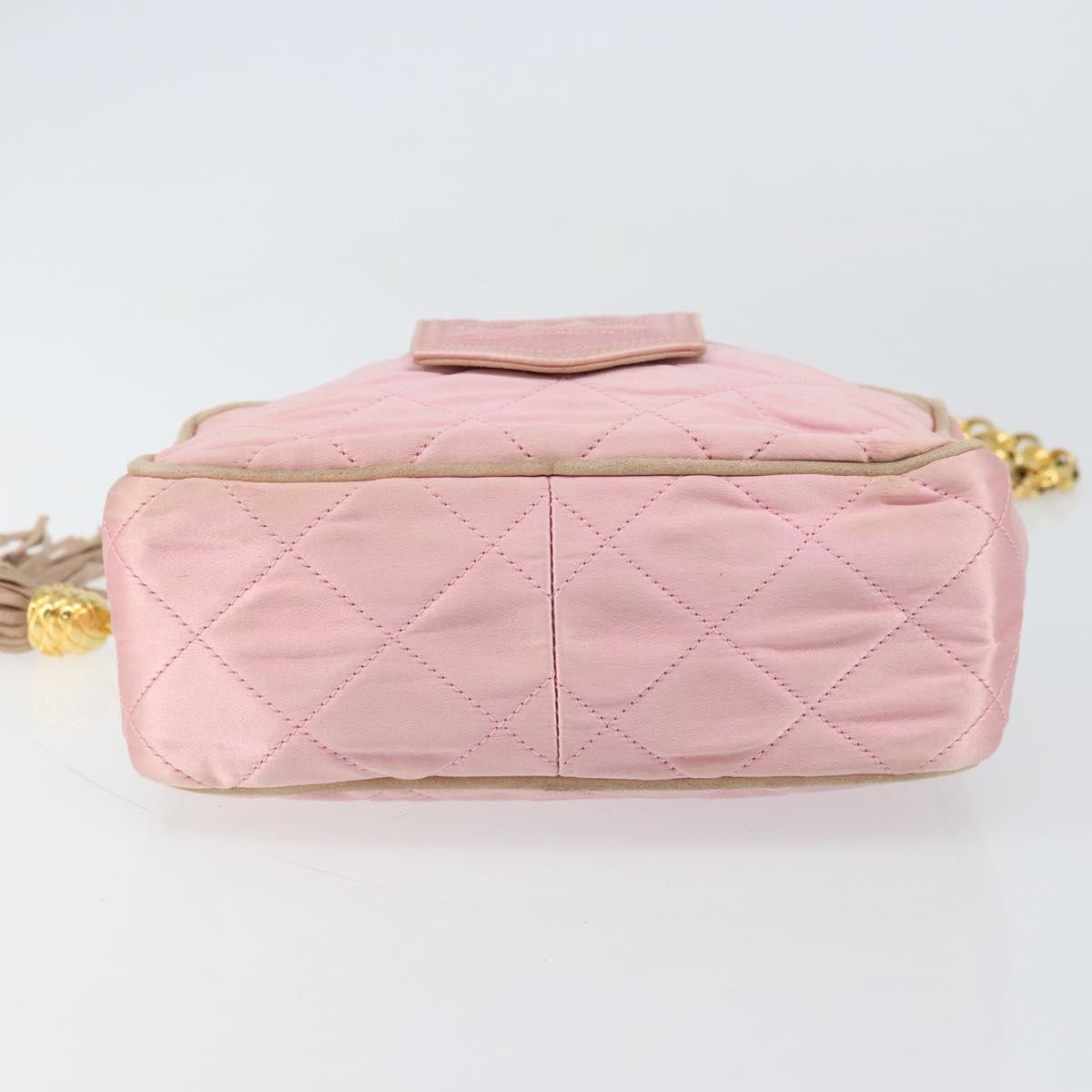 Chanel Vintage Camera Tassel Bag Satin Pink Satin Shoulder Bag Bag