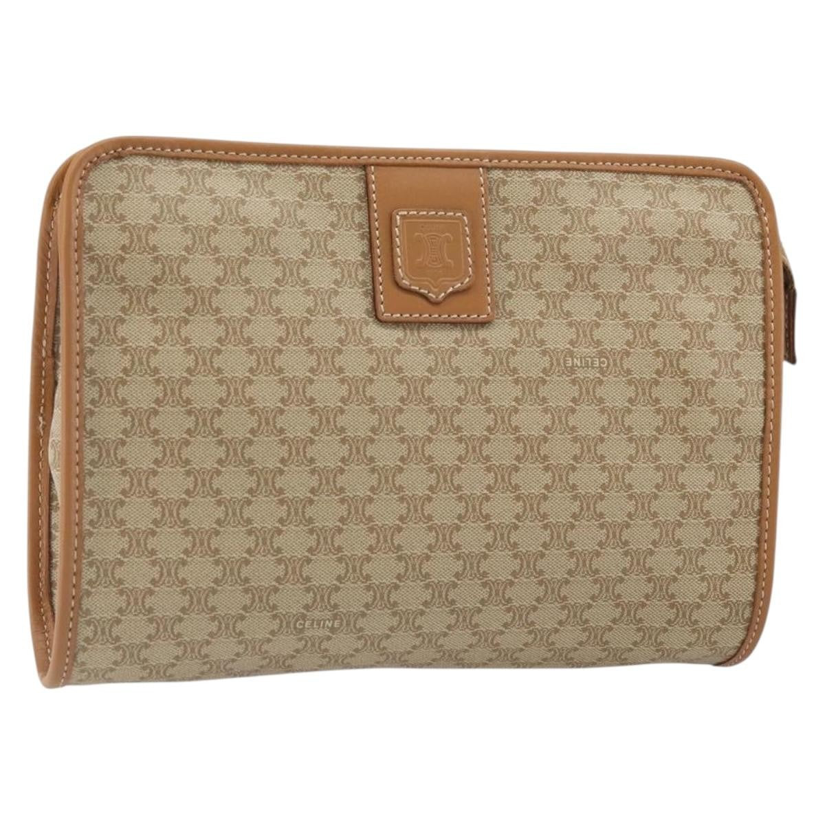 Celine Macadam Pochette Classic Beige Canvas Clutche & Pouche Bag