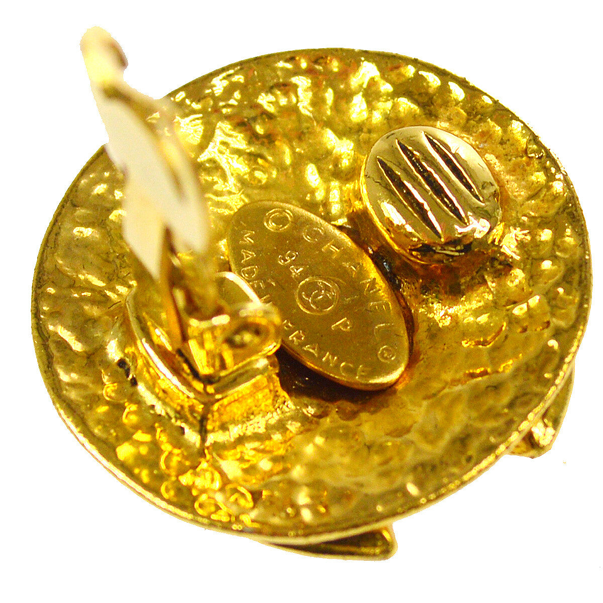 Chanel Cc Button Clip-On Earrings Metal Gold Gold_Plated Earrings Jewelry