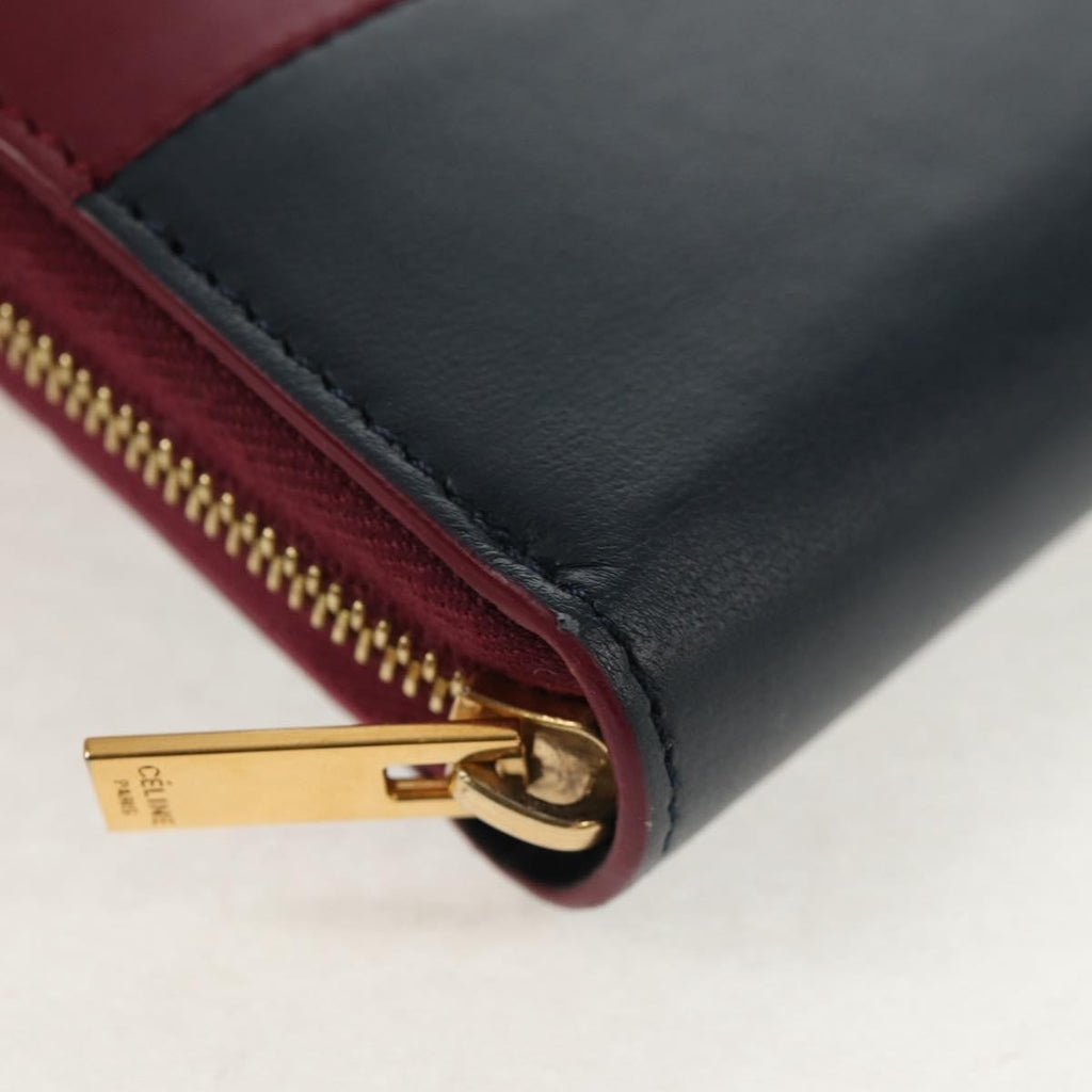 Celine Multifunction Flap Wallet Leather Burgundy Leather Wallets Accessory