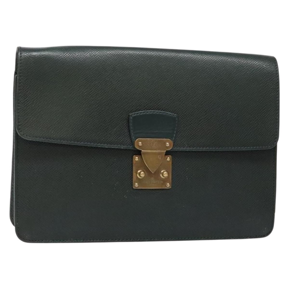 Louis Vuitton Kourad Pouch Taiga Green Leather Clutche & Pouche Bag