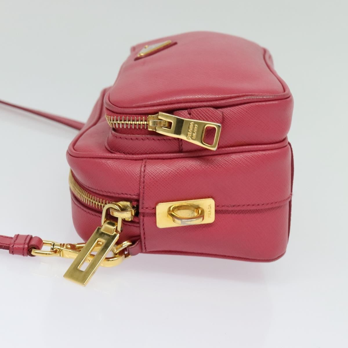 Prada Front Pocket Crossbody Bag Saffiano Leather Pink Leather Shoulder Bag Bag