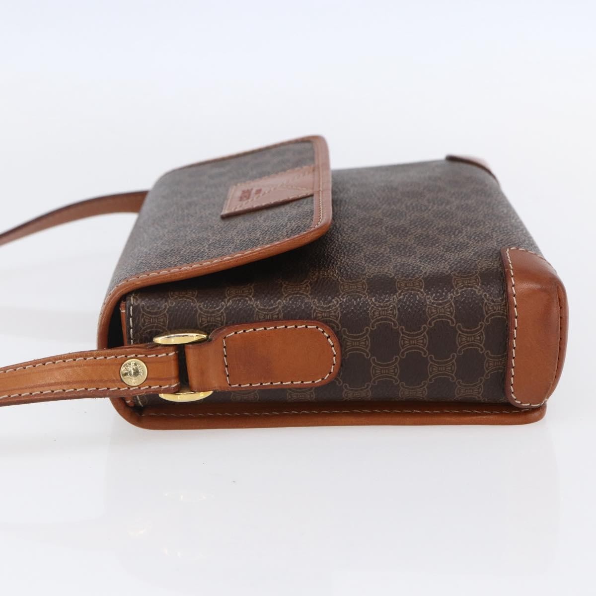 Celine Vintage Macadam Shoulder Bag Canvas And Leather Brown Canvas Shoulder Bag Bag