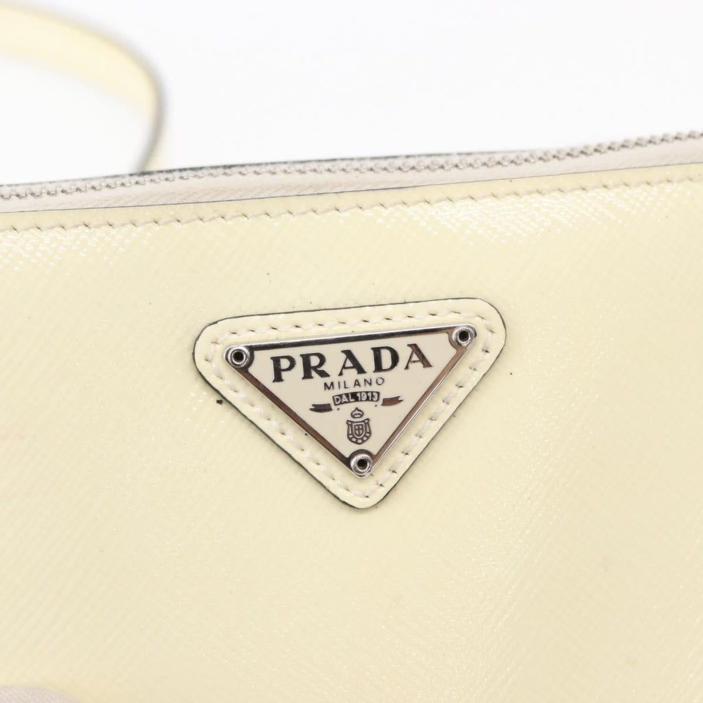 Prada Chain Crossbody Bag Vernice Saffiano Leather White Leather Shoulder Bag Bag