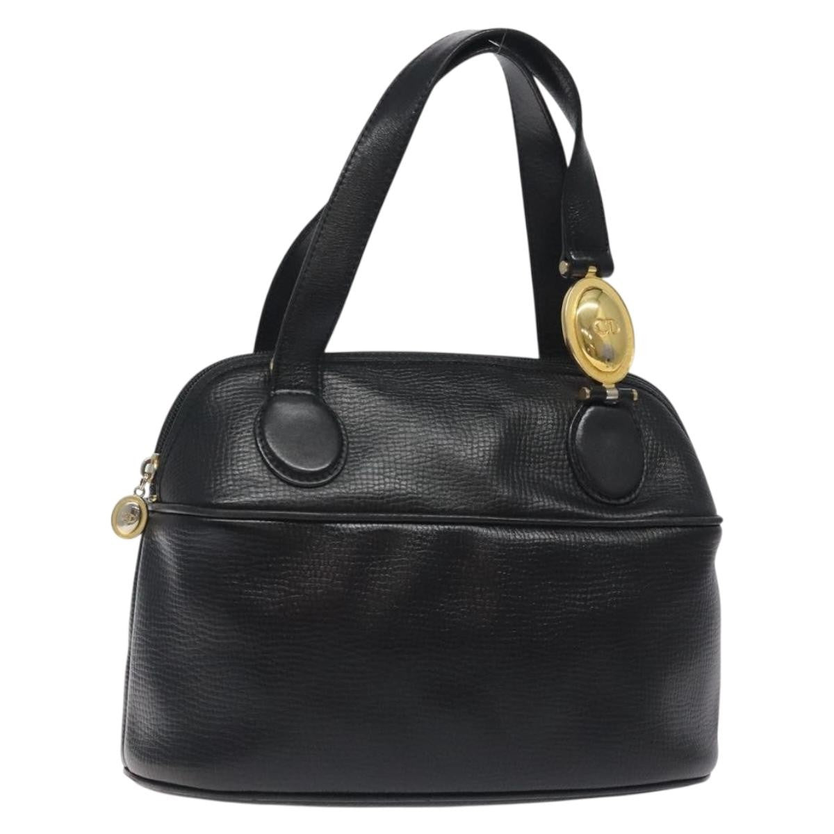 Christian Dior Vintage Cd Handbag Leather Black Leather Handbag (Pre-Owned)