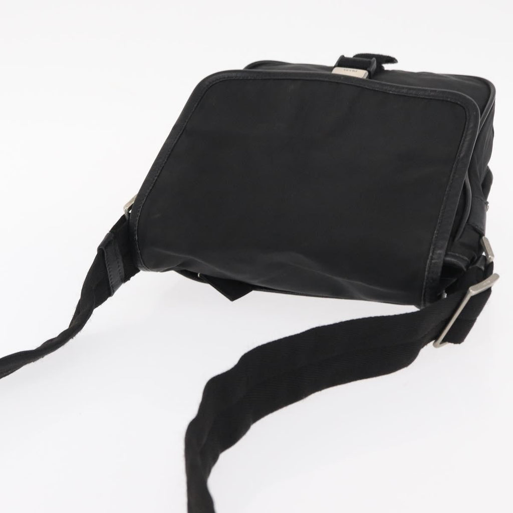 Prada Logo Flap Messenger Bag Tessuto Black Nylon Shoulder Bag Bag