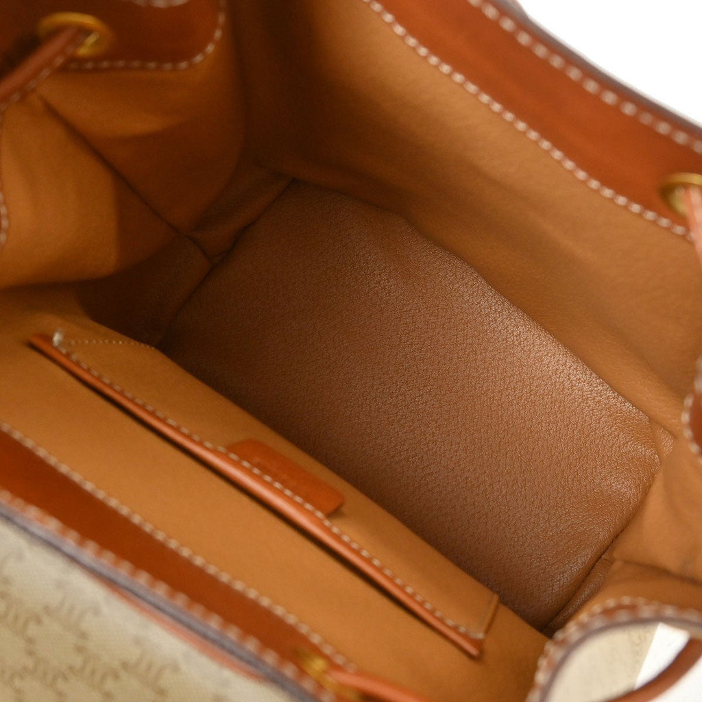 Celine Vintage Macadam Backpack Canvas And Leather Beige Canvas Backpack Bag