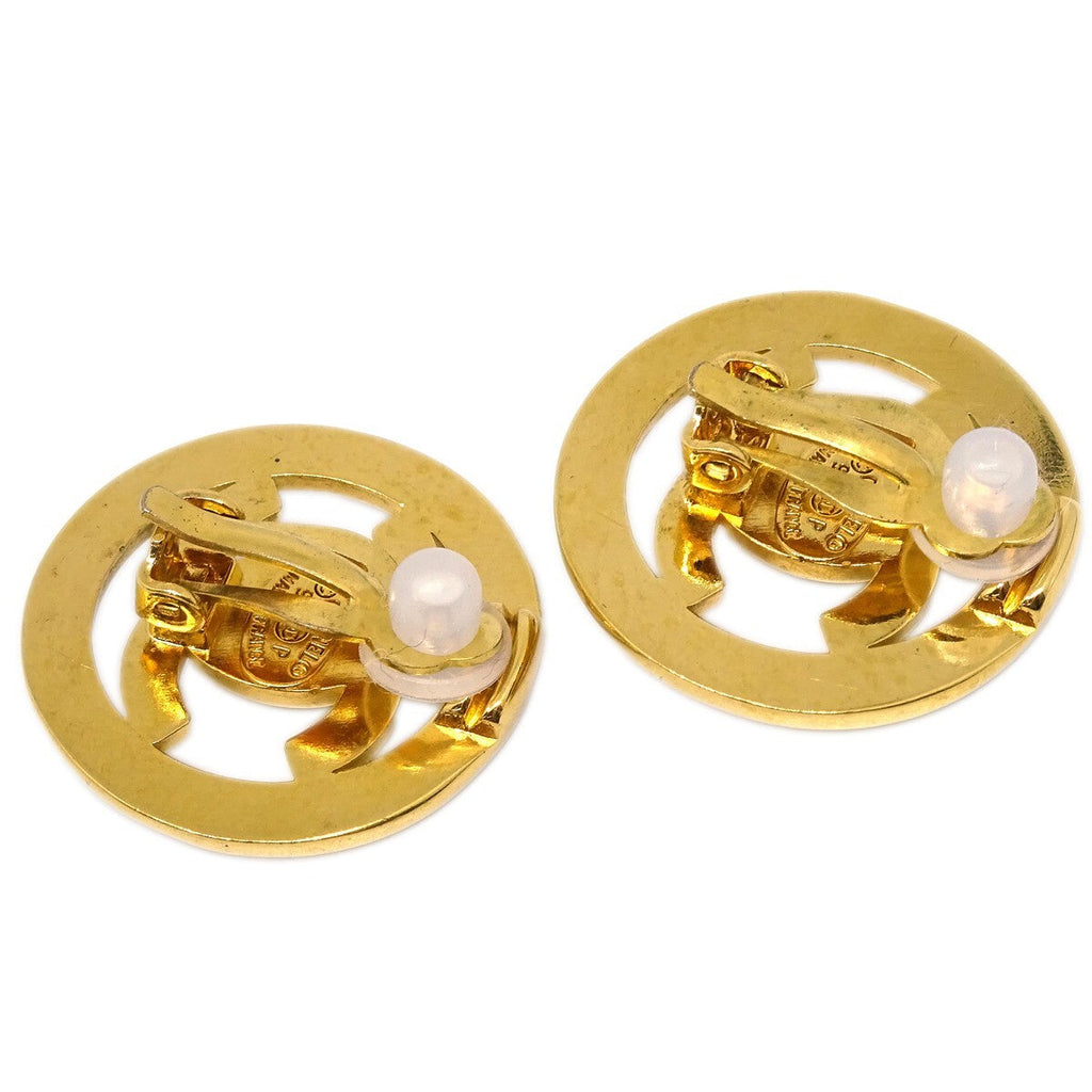 Chanel Cc Round Earrings Metal Gold Gold_Plated Earrings Jewelry