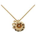 Christian Dior Logo Flower Necklace Metal Gold Metal Jewelry (Pre-Owned)