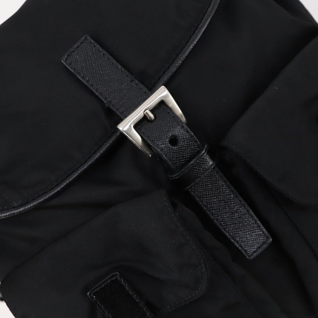 Prada Double Pocket Shoulder Bag Tessuto Black Nylon Shoulder Bag Bag
