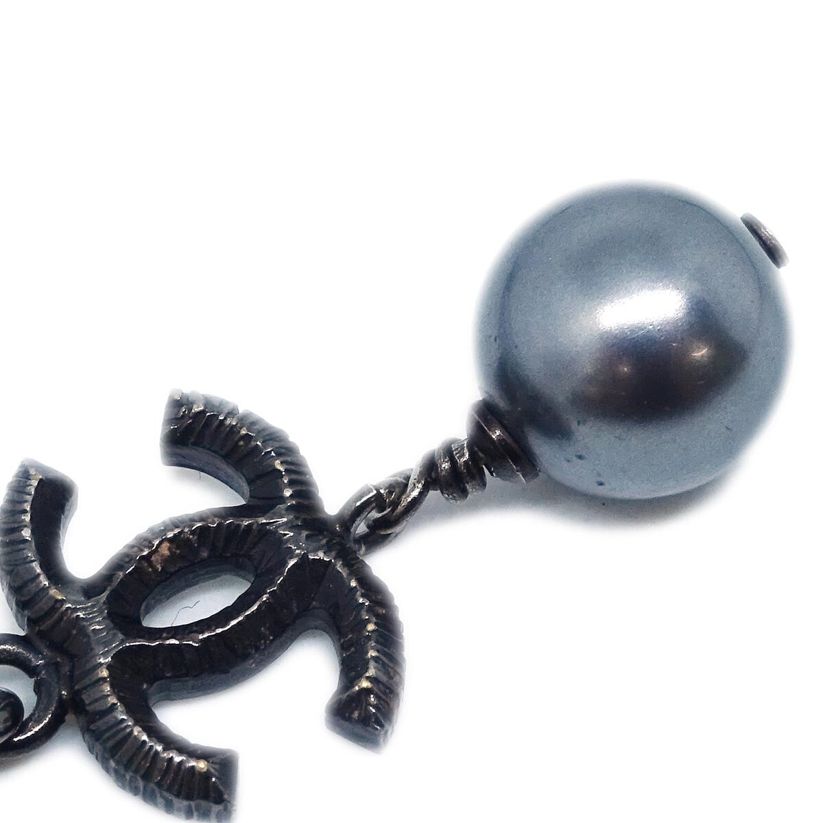 Chanel Vintage Cc Pendant Necklace Metal Black Metal Necklace Jewelry