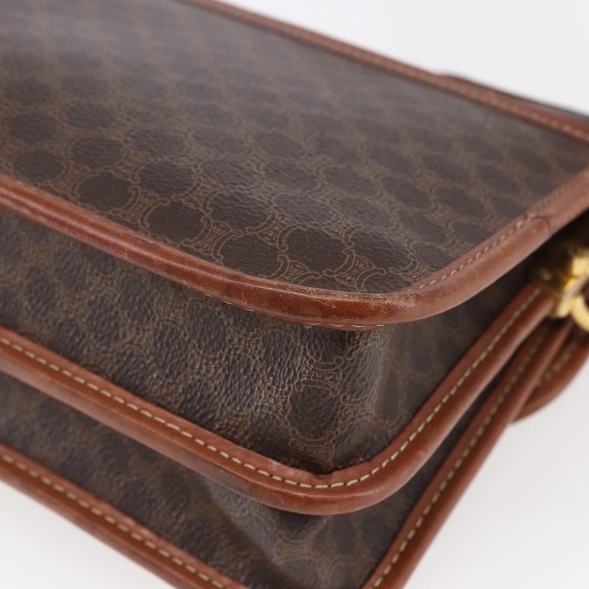 Celine Flap Shoulder Bag Canvas Brown Canvas Shoulder Bag Bag