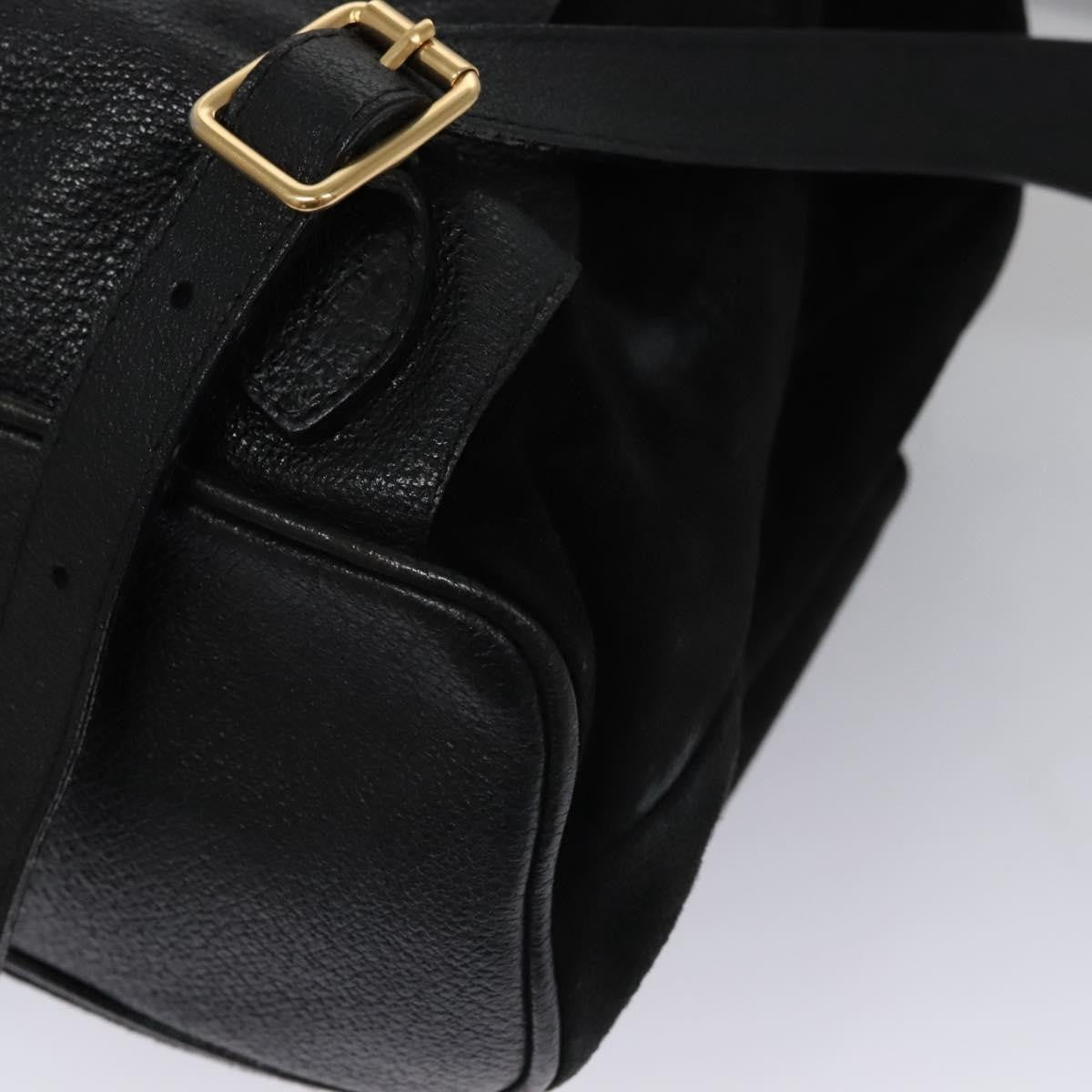 Gucci Vintage Bamboo Backpack Suede Black Suede Backpack Bag (Pre-Owned)