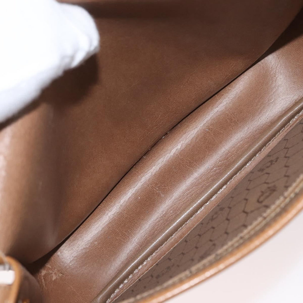 Christian Dior Vintage Honeycomb Shoulder Bag Canvas And Leather Beige Canvas Shoulder Bag Bag (Pre-Owned)
