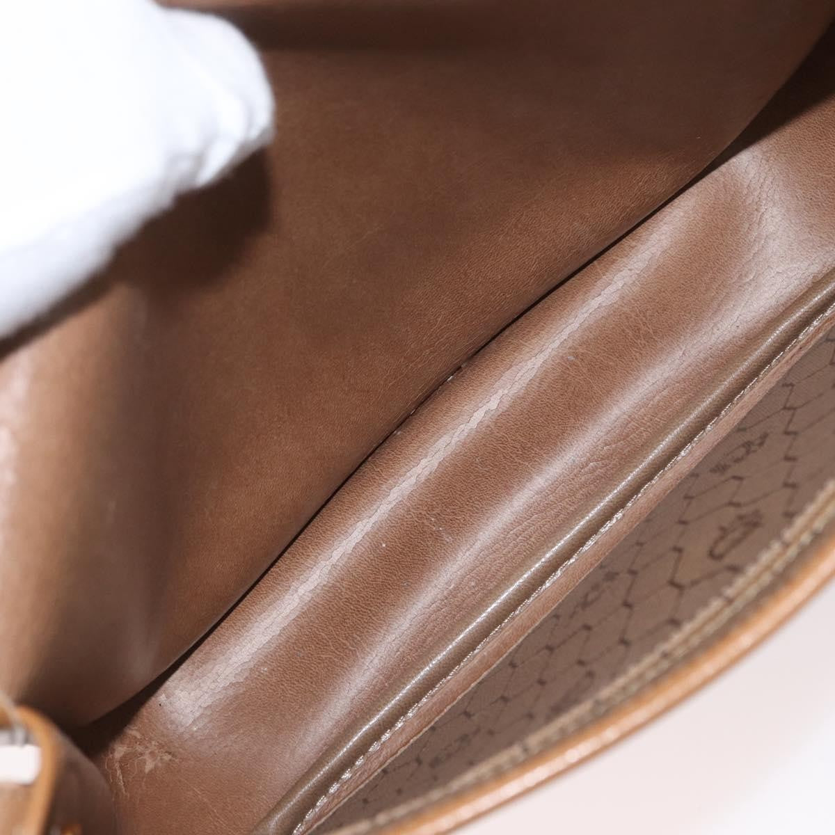 Christian Dior Vintage Honeycomb Shoulder Bag Canvas And Leather Beige Canvas Shoulder Bag Bag (Pre-Owned)