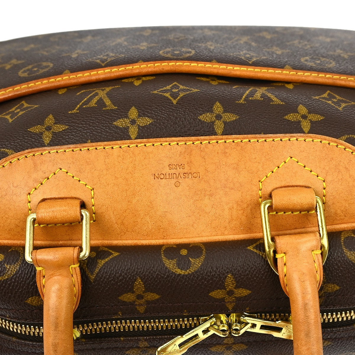Louis Vuitton Deauville Handbag Monogram Canvas Brown Canvas Handbag
