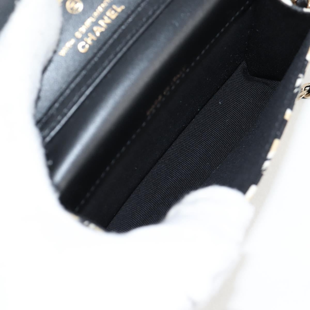 Chanel Flap Card Holder On Chain Quilted Printed Canvas Beige Nylon Shoulder Bag Bag