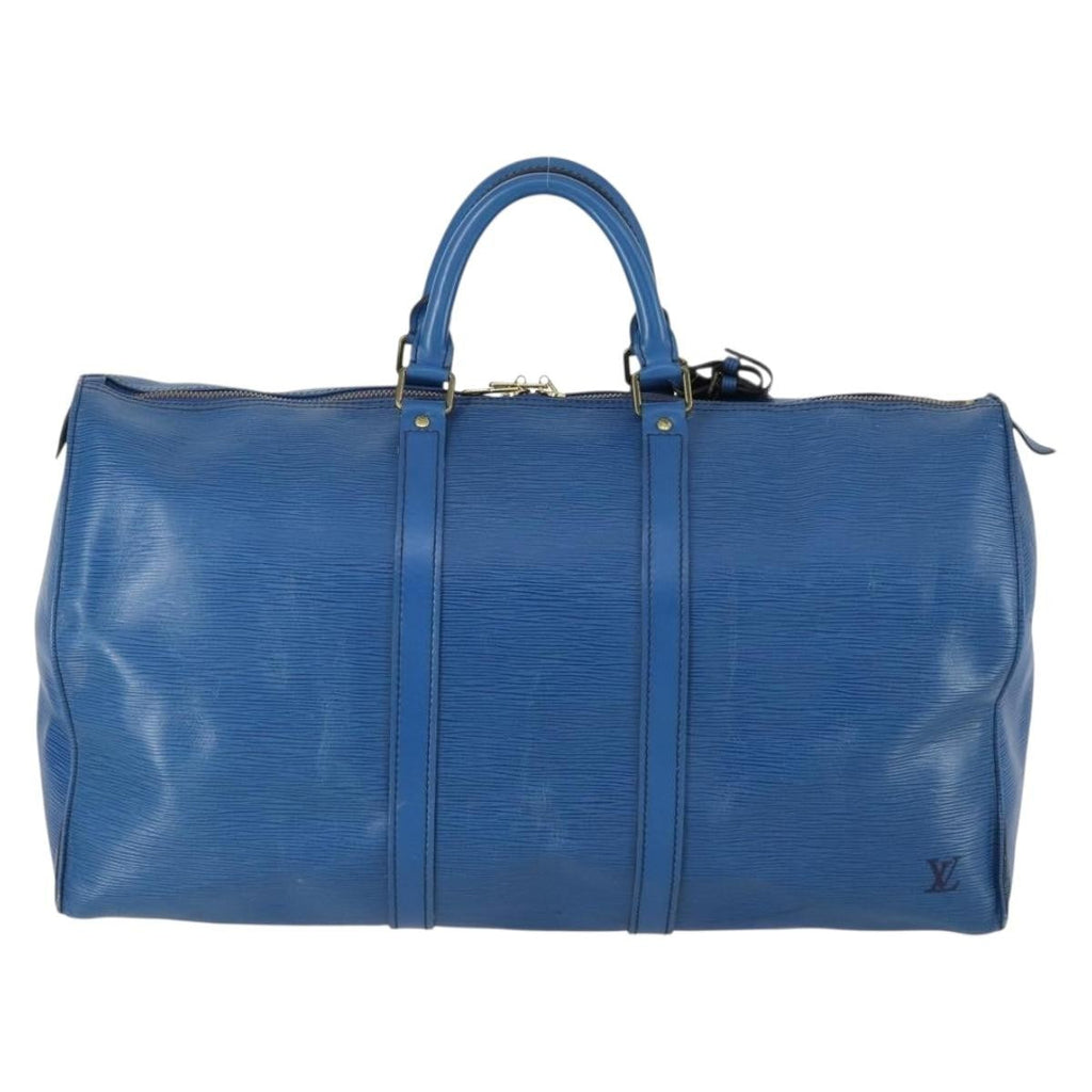 Louis Vuitton Keepall Bag Epi Leather Blue Leather Travel Bag
