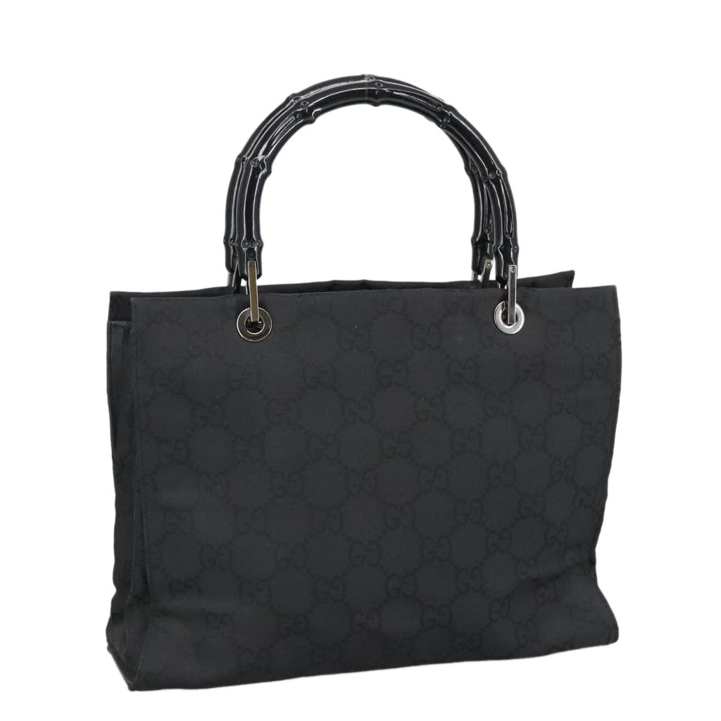 Gucci Vintage Bamboo Handle Tote Gg Nylon Black Nylon Tote Bag Bag (Pre-Owned)