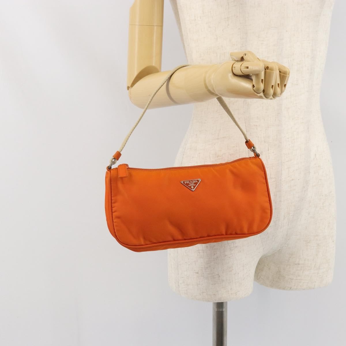 Prada Pochette Shoulder Bag Tessuto Orange Nylon Clutche & Pouche Bag