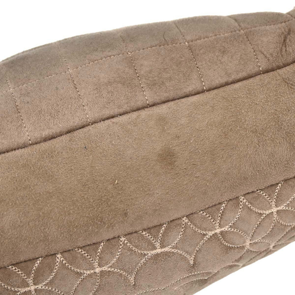 Chanel Vintage Embroidered Cc Chain Tote Quilted Suede And Shearling Brown Suede Tote Bag Bag