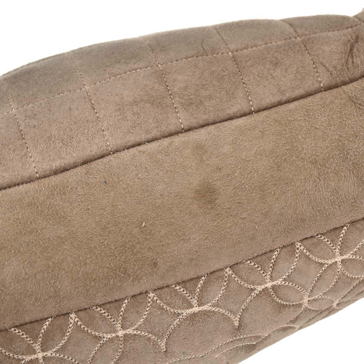 Chanel Vintage Embroidered Cc Chain Tote Quilted Suede And Shearling Brown Suede Tote Bag Bag
