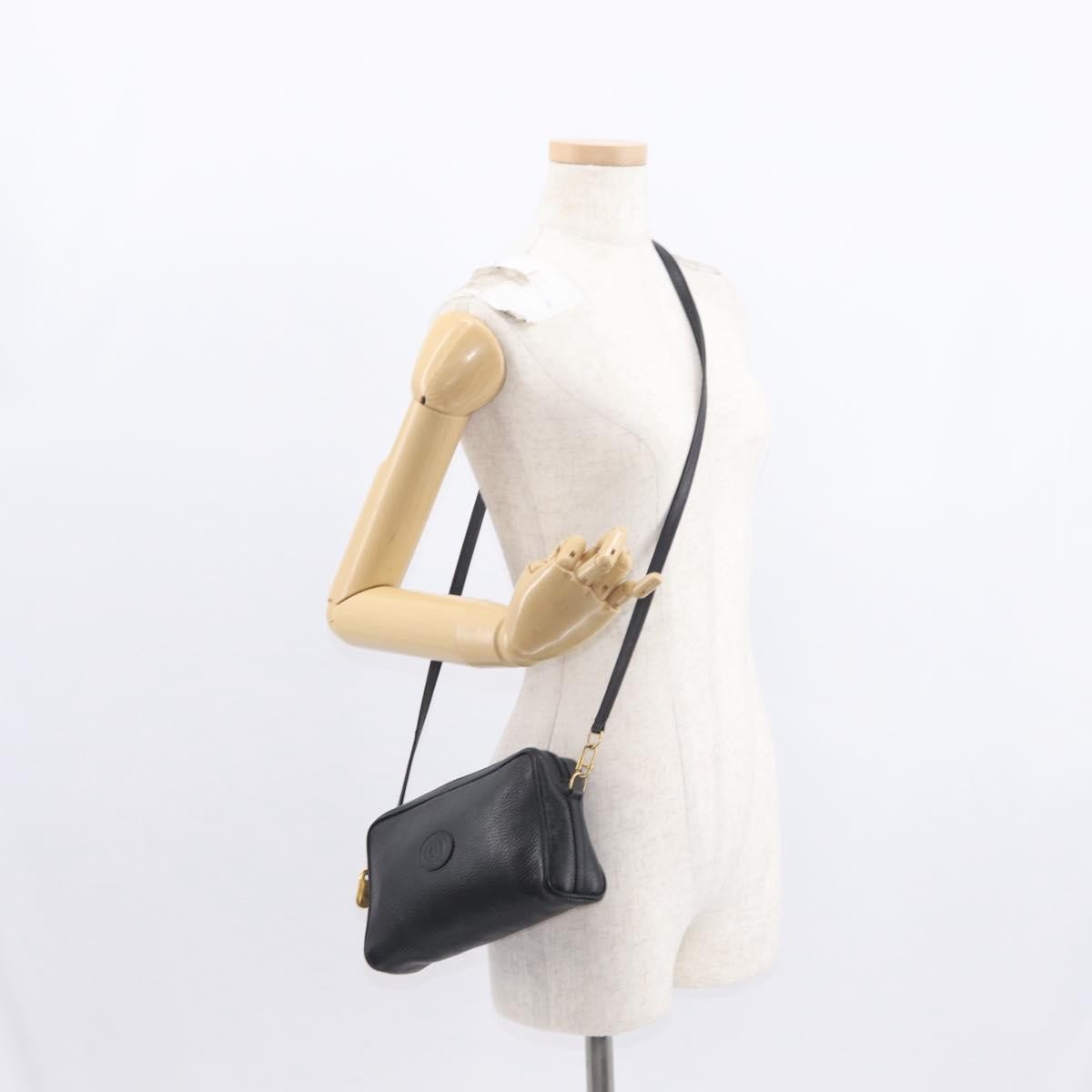 Gucci Vintage Shoulder Bag Leather Black Leather Shoulder Bag Bag (Pre-Owned)