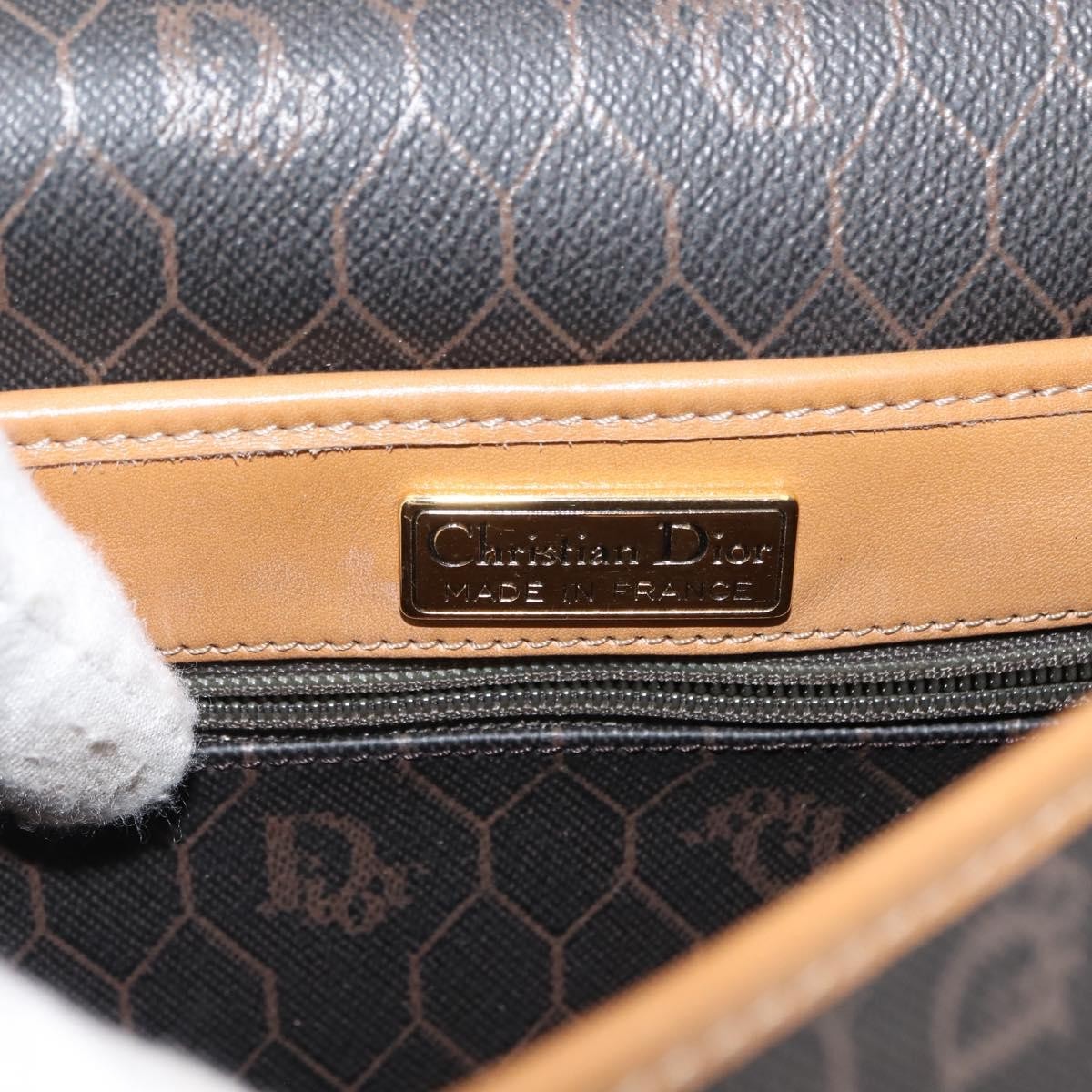 Christian Dior Vintage Honeycomb Shoulder Bag Canvas And Leather Brown Canvas Shoulder Bag Bag (Pre-Owned)