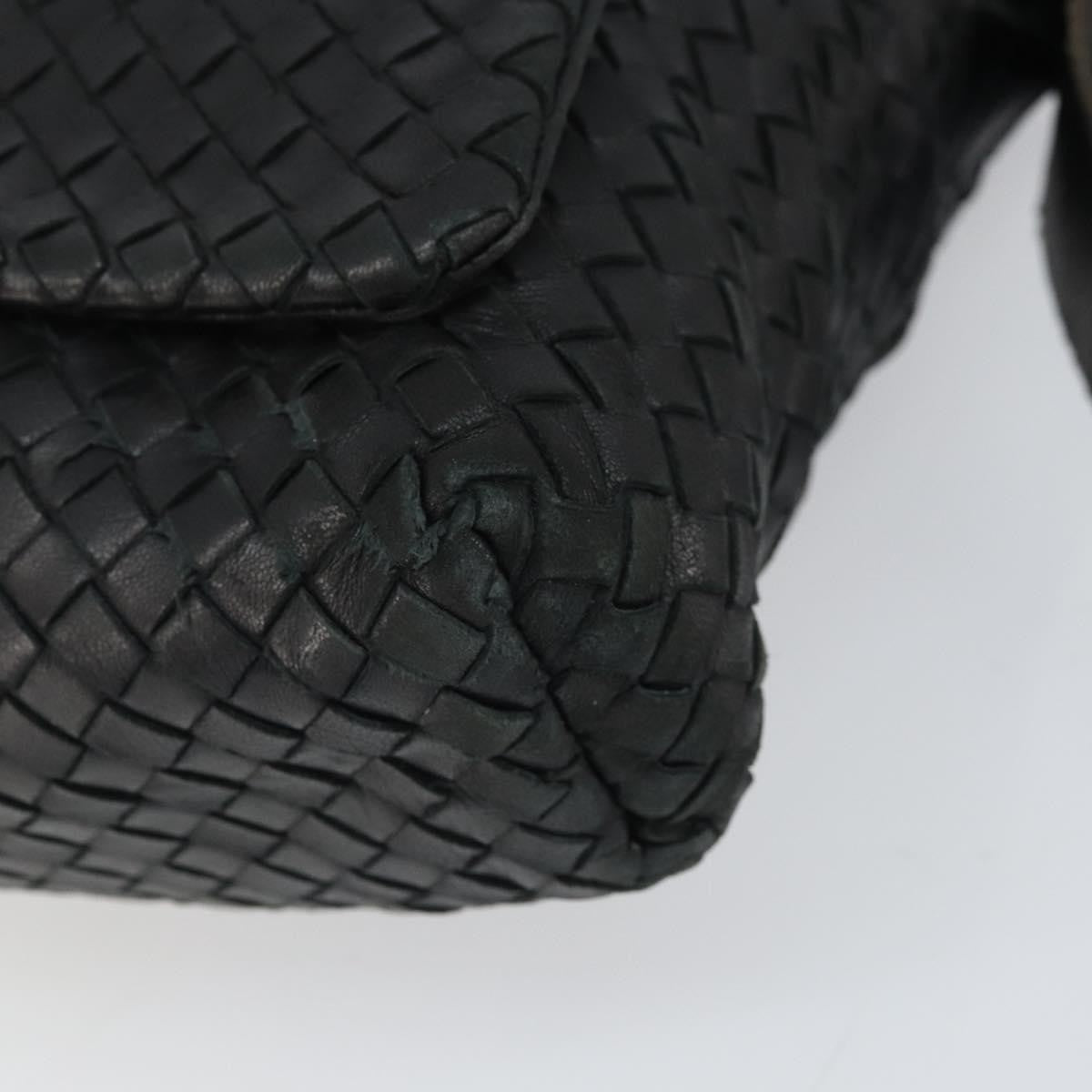 Bottega Veneta Square Flap Messenger Bag Intrecciato Nappa Black Leather Shoulder Bag Bag