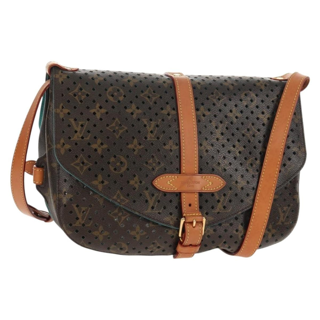 Louis Vuitton Flore Saumur Handbag Perforated Monogram Canvas Brown Canvas Shoulder Bag