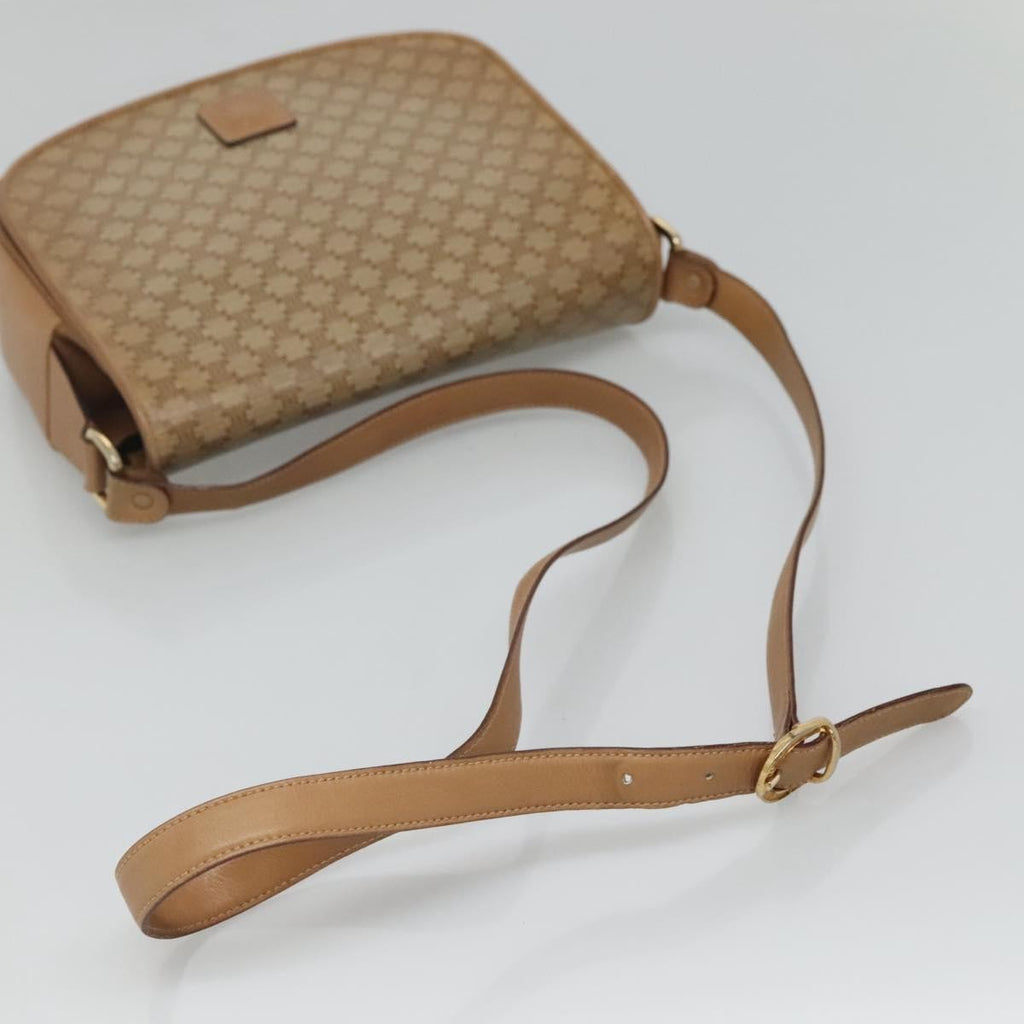 Celine Vintage Macadam Shoulder Bag Canvas And Leather Beige Canvas Shoulder Bag Bag